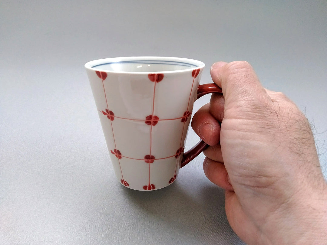 Dotted Checkered Mug Red - Crafted By Fukuho Kiln