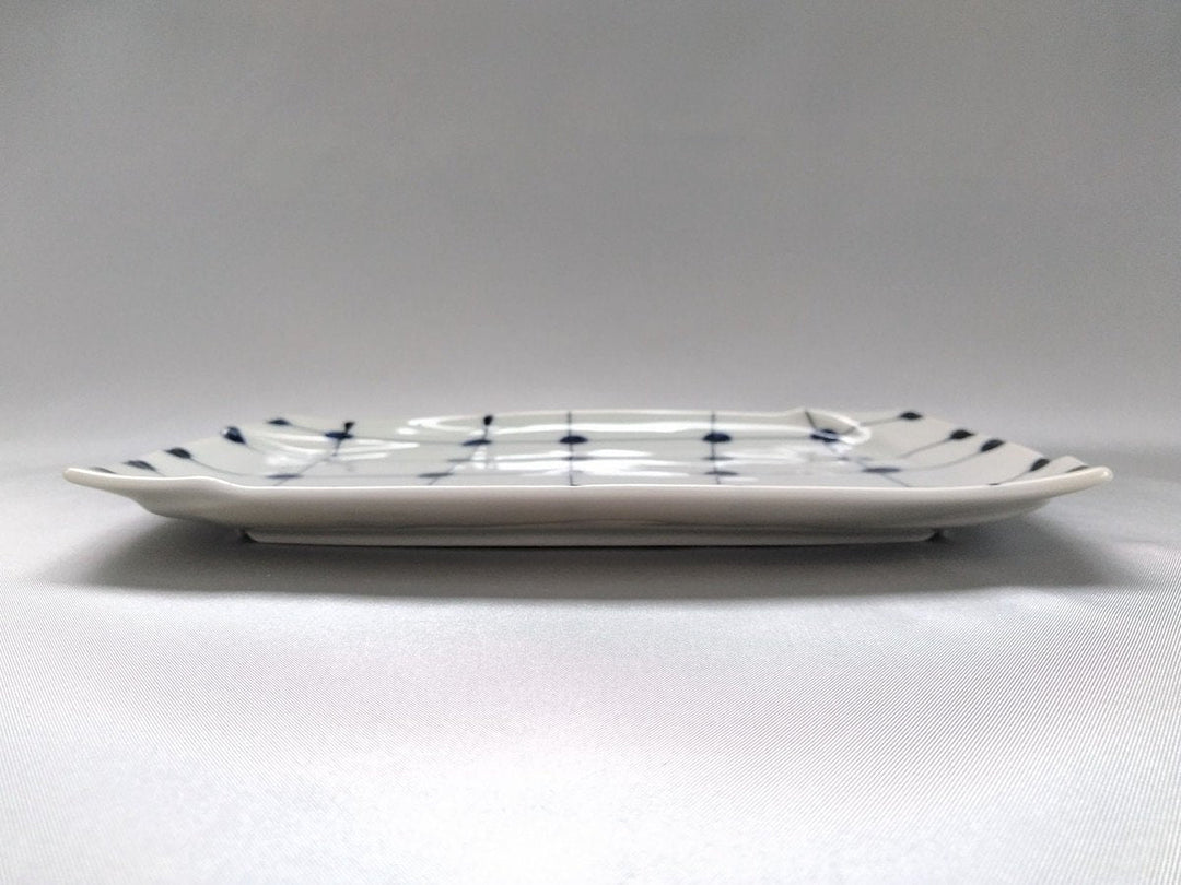 Dotted Grid Pattern Rimtori ware Plate - Crafted By Fukuho Kiln