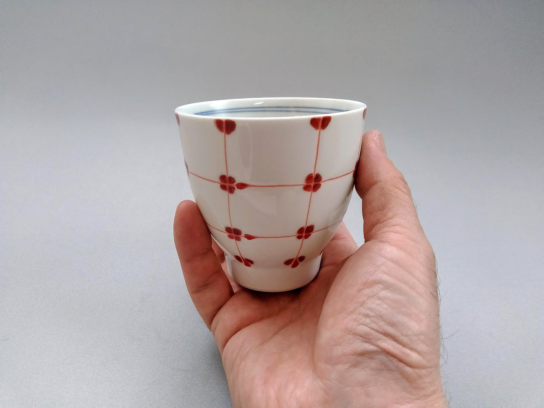 Dot Grid Tea Cup Red - Crafted By Fukuho Kiln