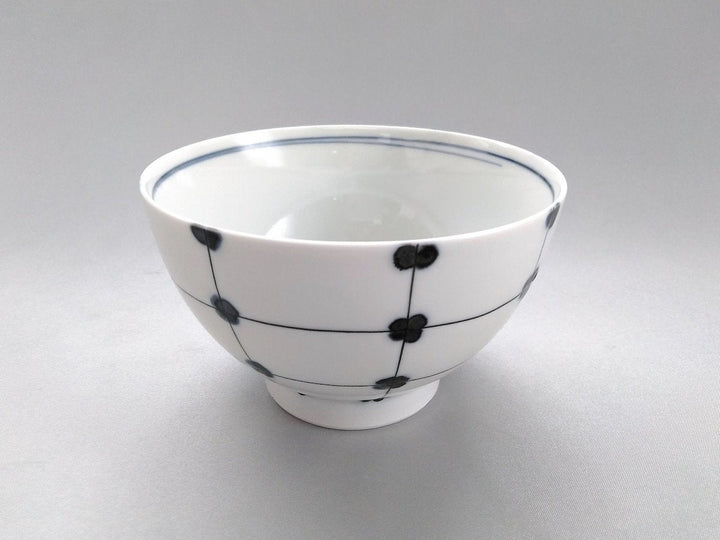 Dotted Grid Pattern Rice Bowl Blue - Crafted By Fukuho Kiln