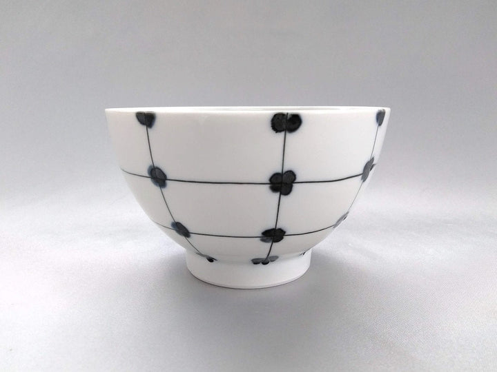 Dotted Grid Pattern Rice Bowl Blue - Crafted By Fukuho Kiln