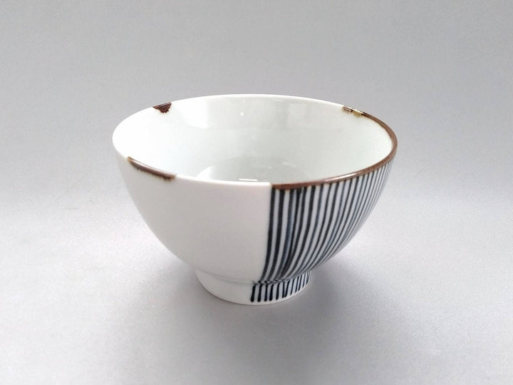 Half-line Rice Bowl Blue - Crafted By Fukuho Kiln