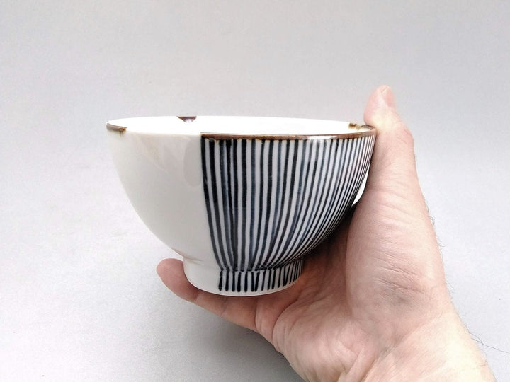 Half-line Rice Bowl Blue - Crafted By Fukuho Kiln