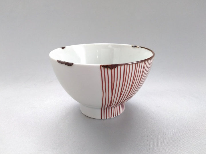 Half line Rice Bowl Red - Crafted By Fukuho Kiln