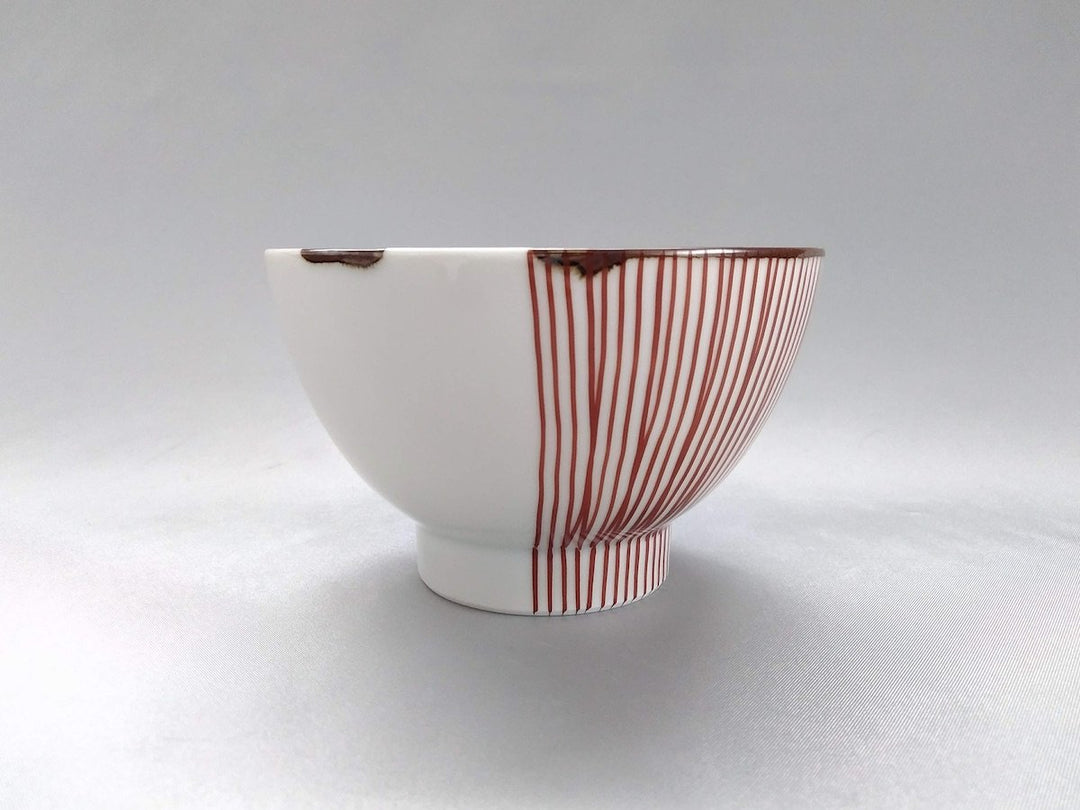 Half line Rice Bowl Red - Crafted By Fukuho Kiln