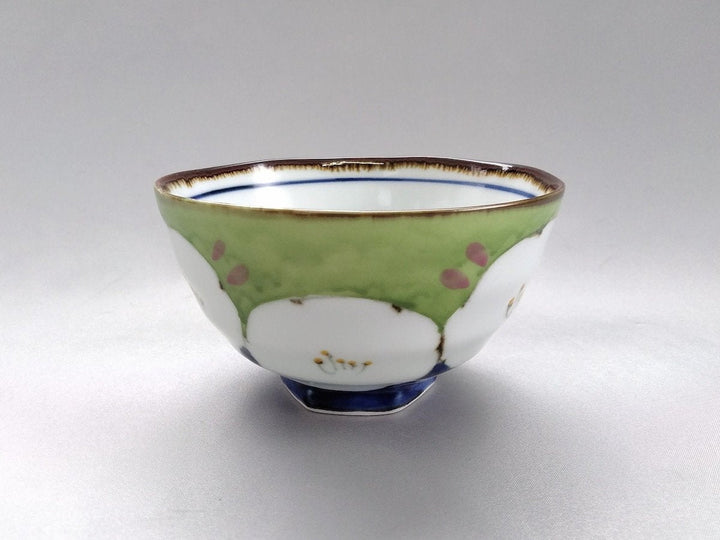 Dark Flower Hexagonal hill Rice Bowl Green - Crafted By Fukuho Kiln