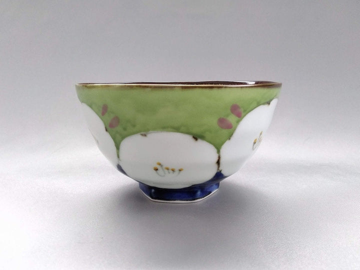 Dark Flower Hexagonal hill Rice Bowl Green - Crafted By Fukuho Kiln