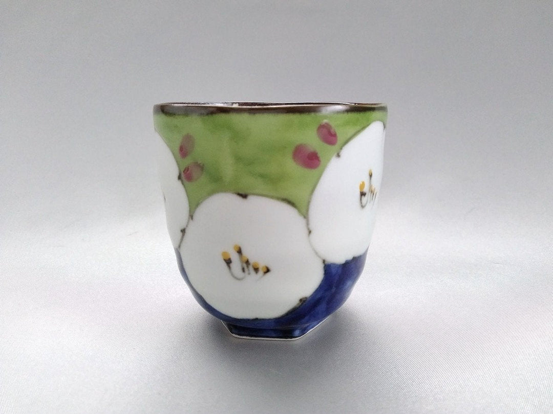 Dark Flower Hexagonal hill Tea Cup Green - Crafted By Fukuho Kiln