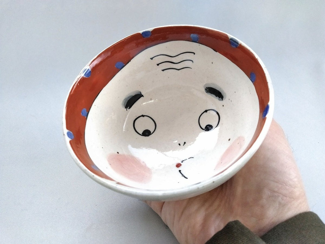 Hyottoko Rice Bowl - Crafted By Pottery Raku