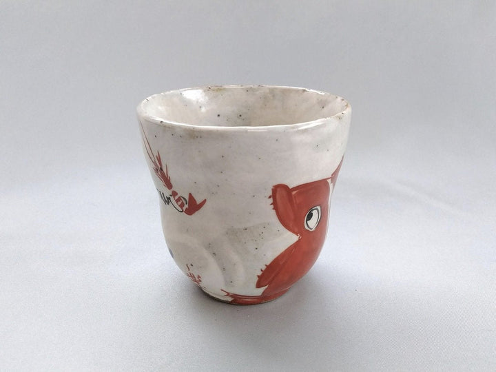 Shrimp and sea bream Tea Cup Red - Crafted By Pottery Raku