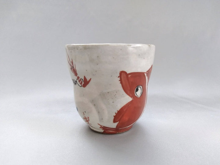 Shrimp and sea bream Tea Cup Red - Crafted By Pottery Raku