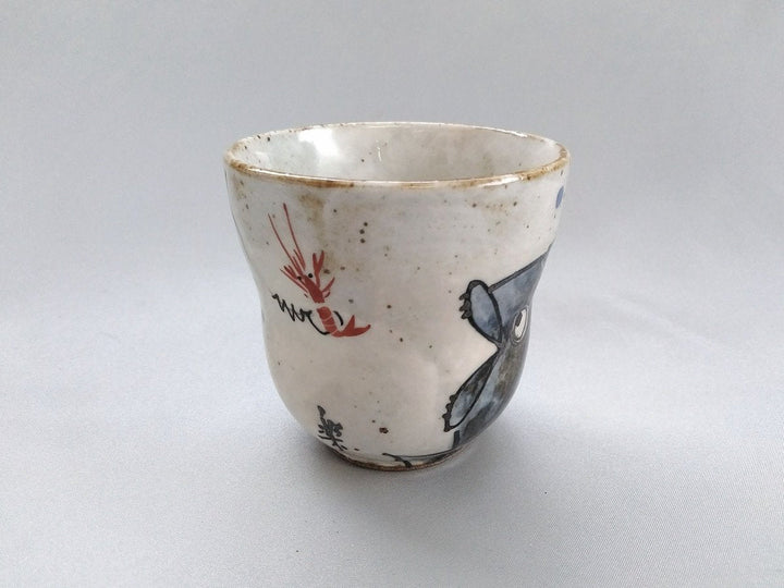 Shrimp and sea bream Tea Cup Blue - Crafted By Pottery Raku