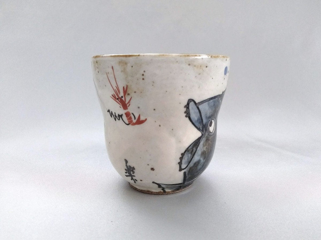 Shrimp and sea bream Tea Cup Blue - Crafted By Pottery Raku