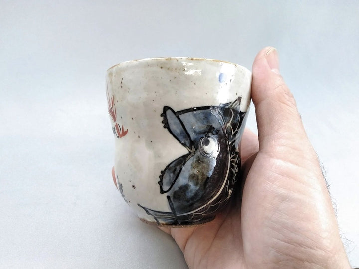 Shrimp and sea bream Tea Cup Blue - Crafted By Pottery Raku