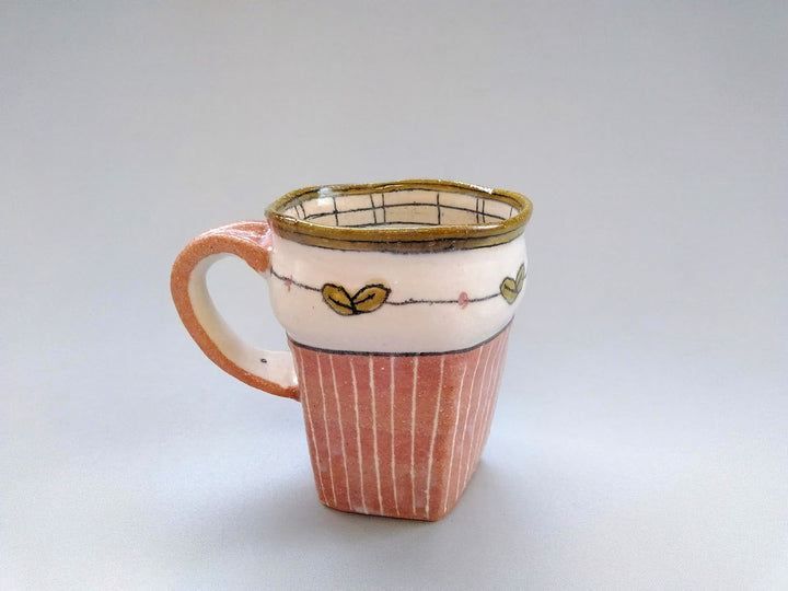 Mug Pentagonal Pink Slip Trailing Tokusa - Crafted By Jun Kato