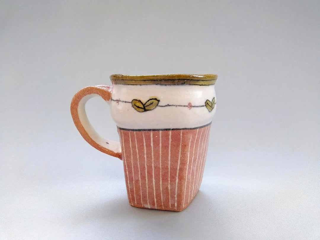 Mug Pentagonal Pink Slip Trailing Tokusa - Crafted By Jun Kato