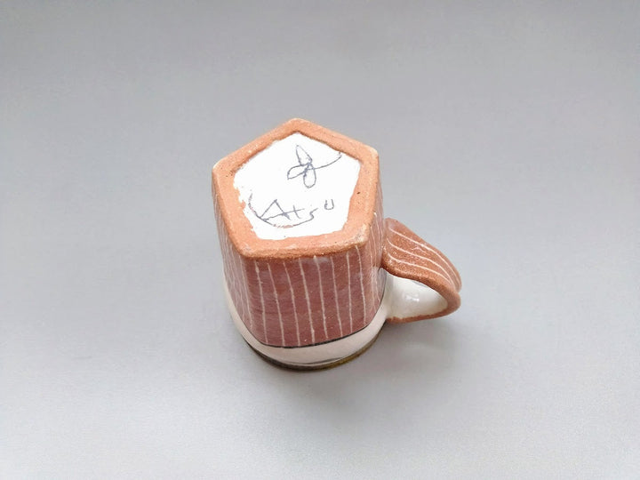 Mug Pentagonal Pink Slip Trailing Tokusa - Crafted By Jun Kato