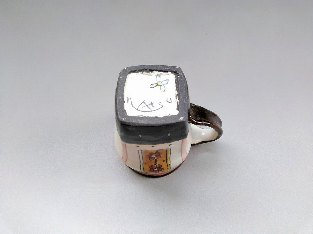 Mug Square Pink Flowers and Birds - Crafted By Jun Kato