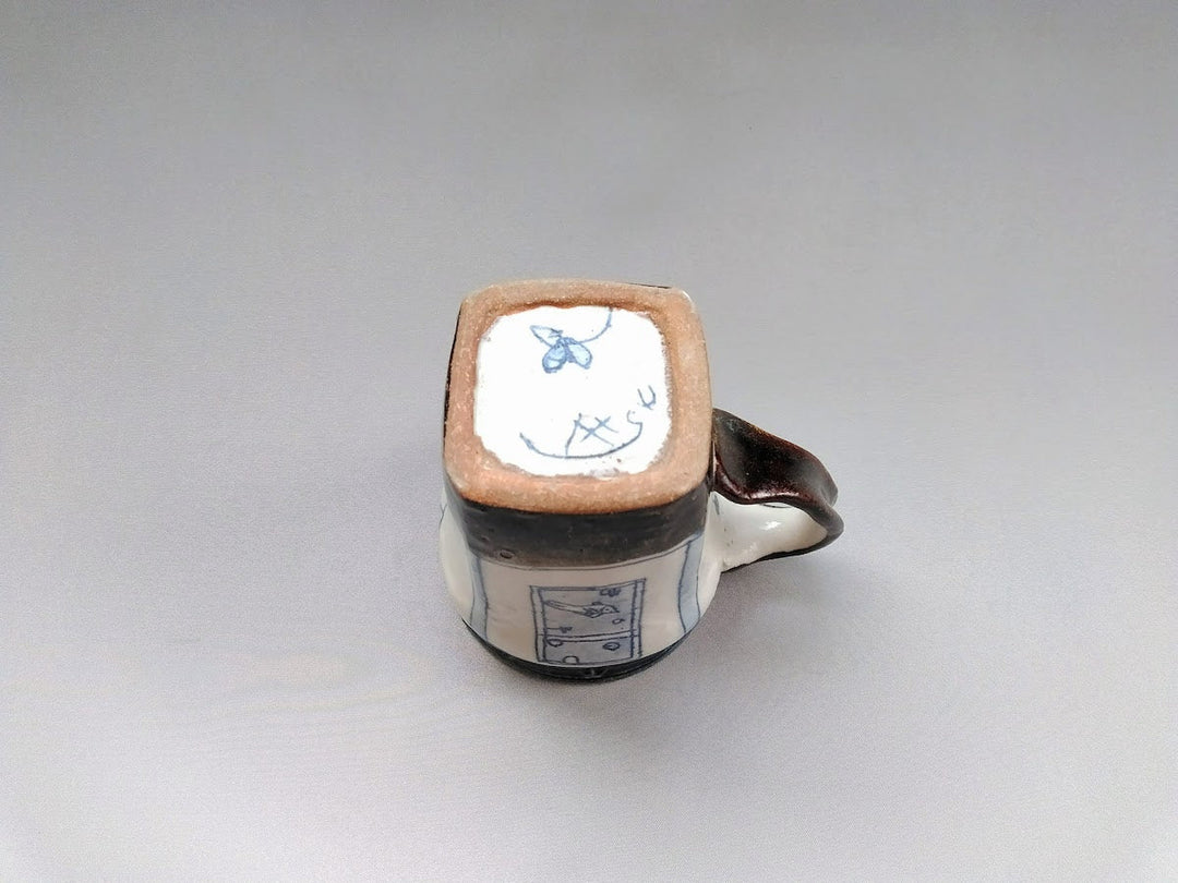 Mug Square Blue Fish and Birds - Crafted By Jun Kato