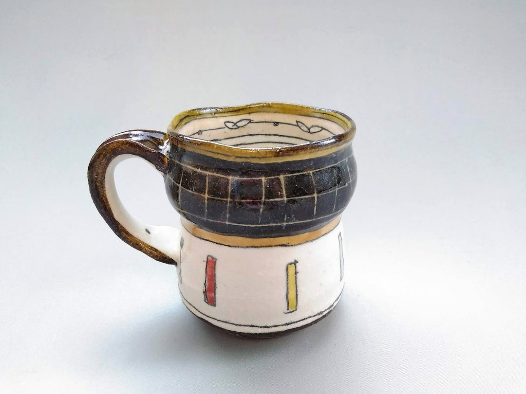 Mug Three-Colors Scraped Checkered - Crafted By Jun Kato