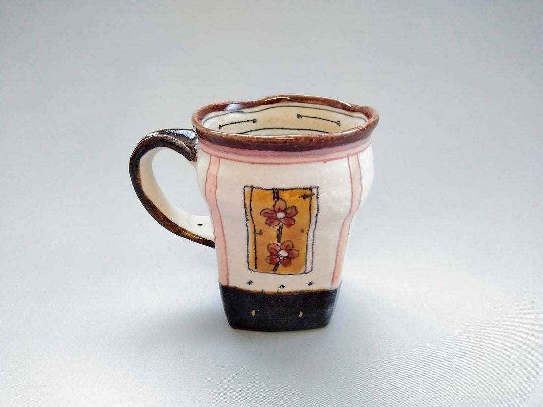 Mug Square Pink Flowers and Birds - Crafted By Jun Kato