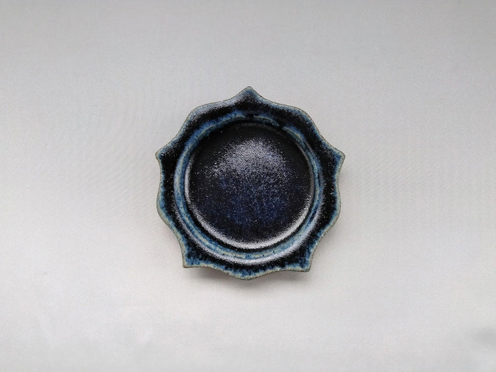 Deep Blue Glazed Carved Rim Plate Small Plate - Crafted By Kazuhito Yamamoto