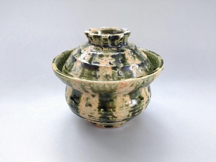 Oribe Striped lidded Bowl - Crafted By Akihide Nakao