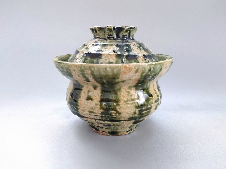 Oribe Striped lidded Bowl - Crafted By Akihide Nakao