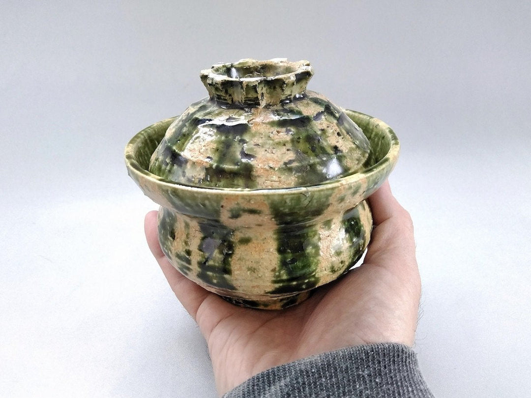 Oribe Striped lidded Bowl - Crafted By Akihide Nakao