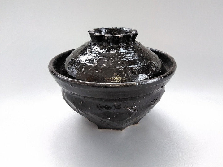 Uchioribe Black lidded Bowl - Crafted By Akihide Nakao