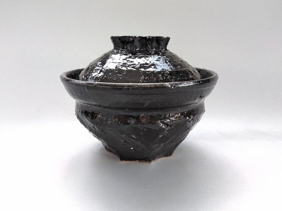 Uchioribe Black lidded Bowl - Crafted By Akihide Nakao