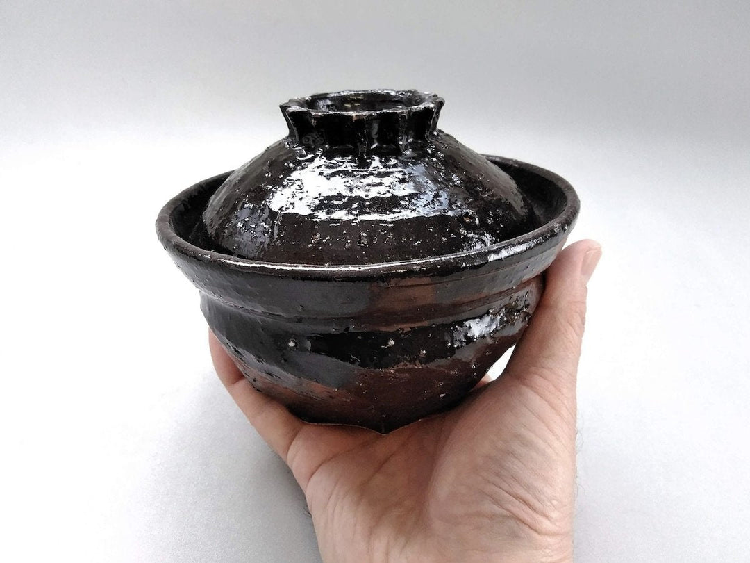 Uchioribe Black lidded Bowl - Crafted By Akihide Nakao