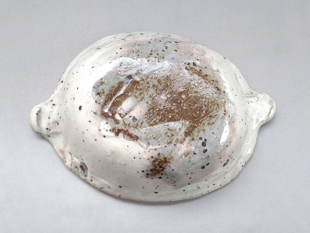 Iron White Slip Oval stew Bowl - Crafted By Akihide Nakao