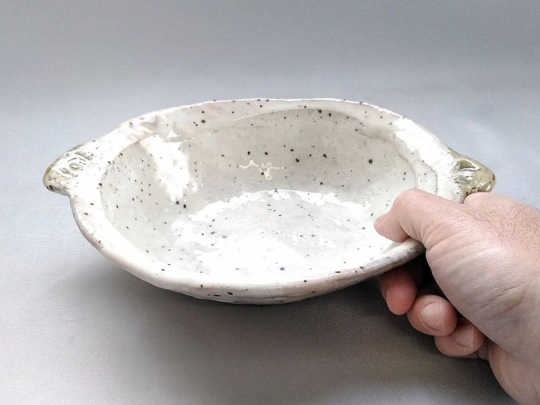 Iron White Slip Oval stew Bowl - Crafted By Akihide Nakao