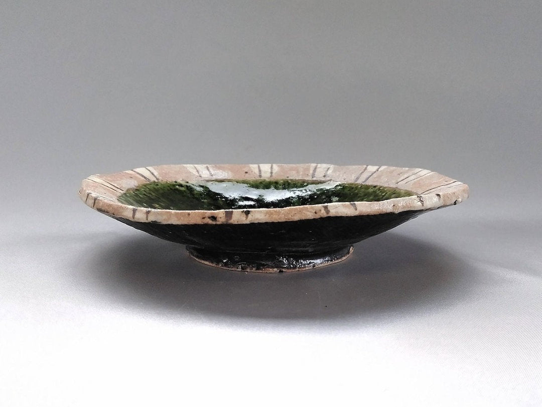 Oribe Striped Oval Flat Bowl - Crafted By Akihide Nakao