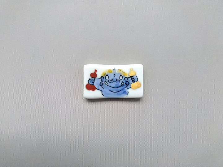 Square Chopstick Rest Blue Oni - Crafted By Pottery Raku