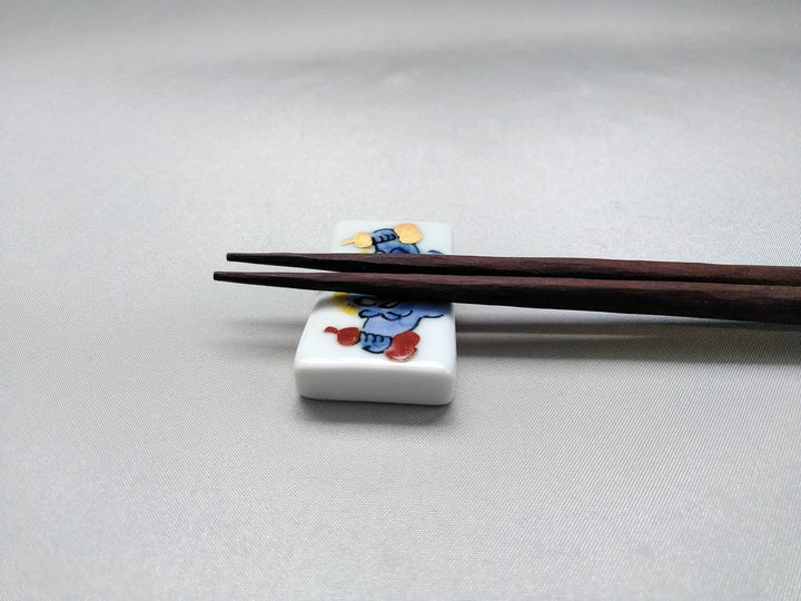 Square Chopstick Rest Blue Oni - Crafted By Pottery Raku