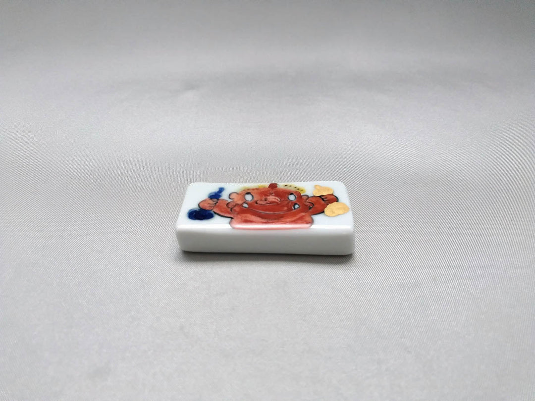 Square Chopstick Rest Red Oni - Crafted By Pottery Raku