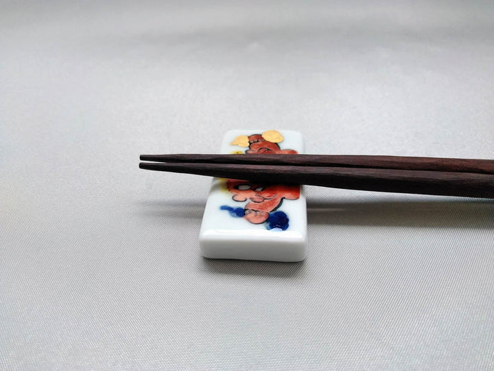 Square Chopstick Rest Red Oni - Crafted By Pottery Raku