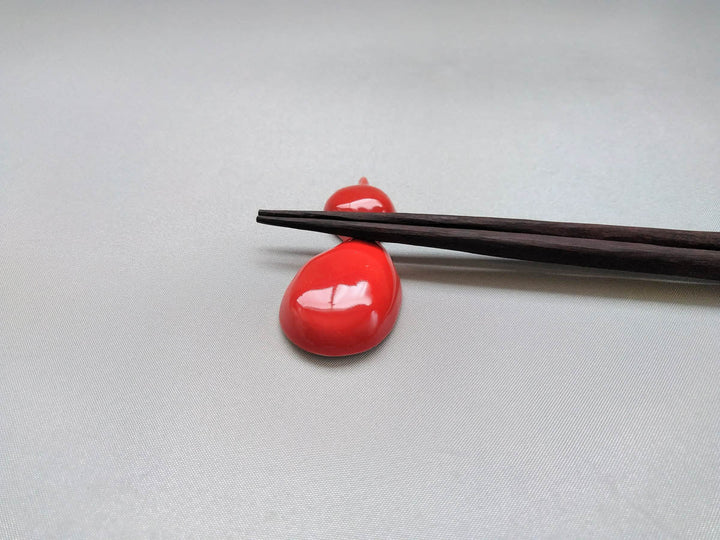 Gourd-Shaped Chopstick Rest Red - Crafted By Pottery Raku