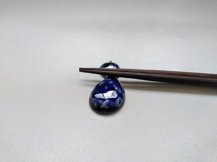 Gourd-Shaped Chopstick Rest LapisLazuli Glazed - Crafted By Pottery Raku