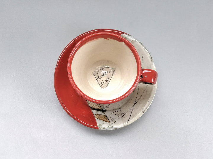 Two-Color Inside White Small Coffee C/S Red - Crafted By Kakurin Kiln