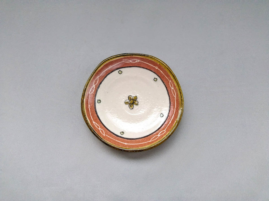 Round Small Plate Pink Flowers and Leaves - Crafted By Jun Kato