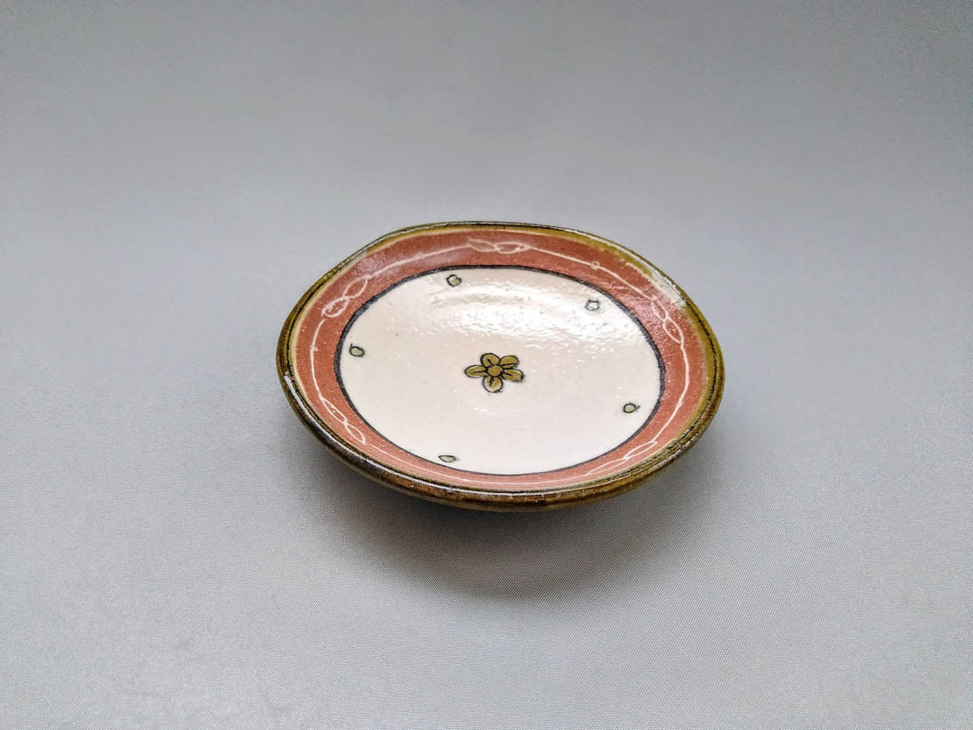 Round Small Plate Pink Flowers and Leaves - Crafted By Jun Kato