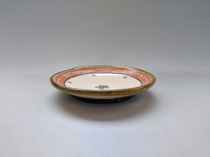 Round Small Plate Pink Flowers and Leaves - Crafted By Jun Kato