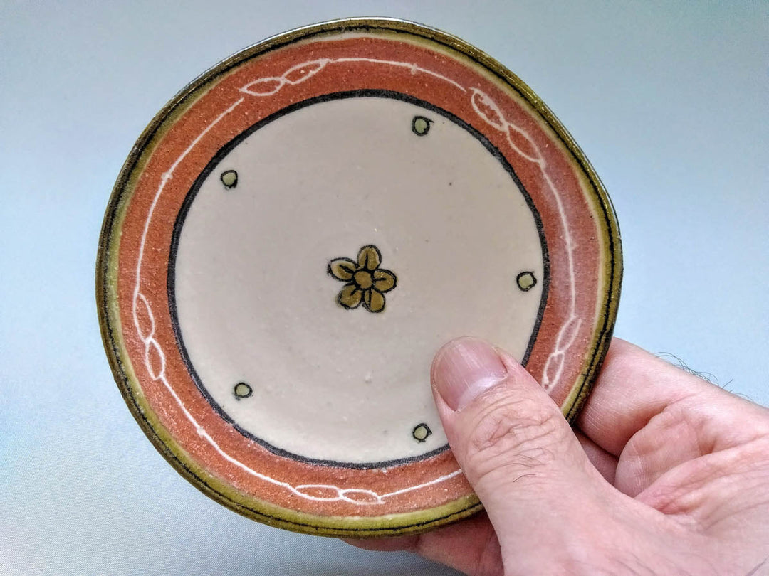 Round Small Plate Pink Flowers and Leaves - Crafted By Jun Kato