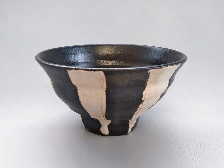 Large Black Glazed Striped Rice Bowl - Crafted By Kazuhito Yamamoto