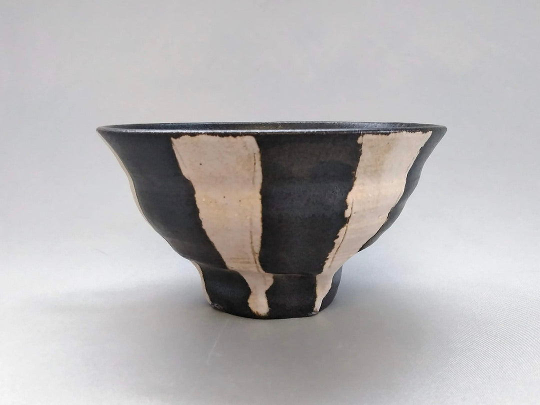 Large Black Glazed Striped Rice Bowl - Crafted By Kazuhito Yamamoto