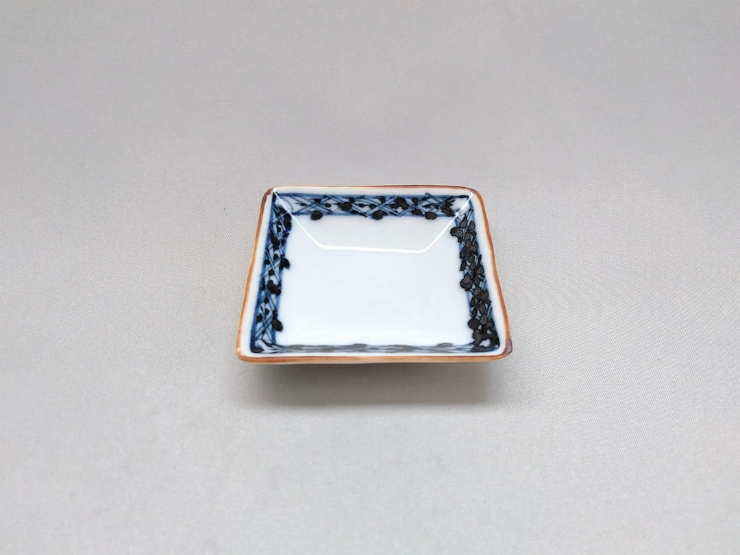 Square Small Plate with embossed Pattern on the Underglazed surface - Crafted By Jusen Kiln