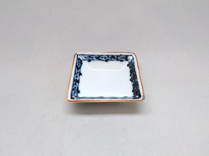 Square Small Plate with embossed Pattern on the Underglazed surface - Crafted By Jusen Kiln